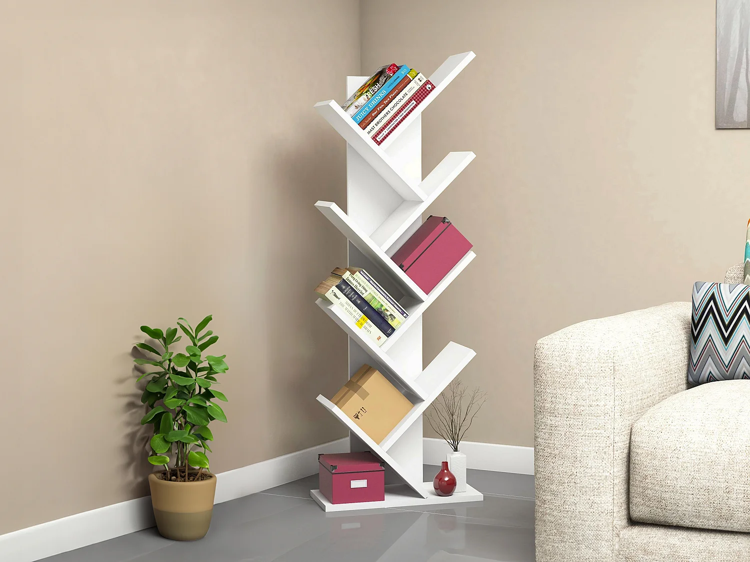 Libreria con 7 scaffali Bianco - ASINALI