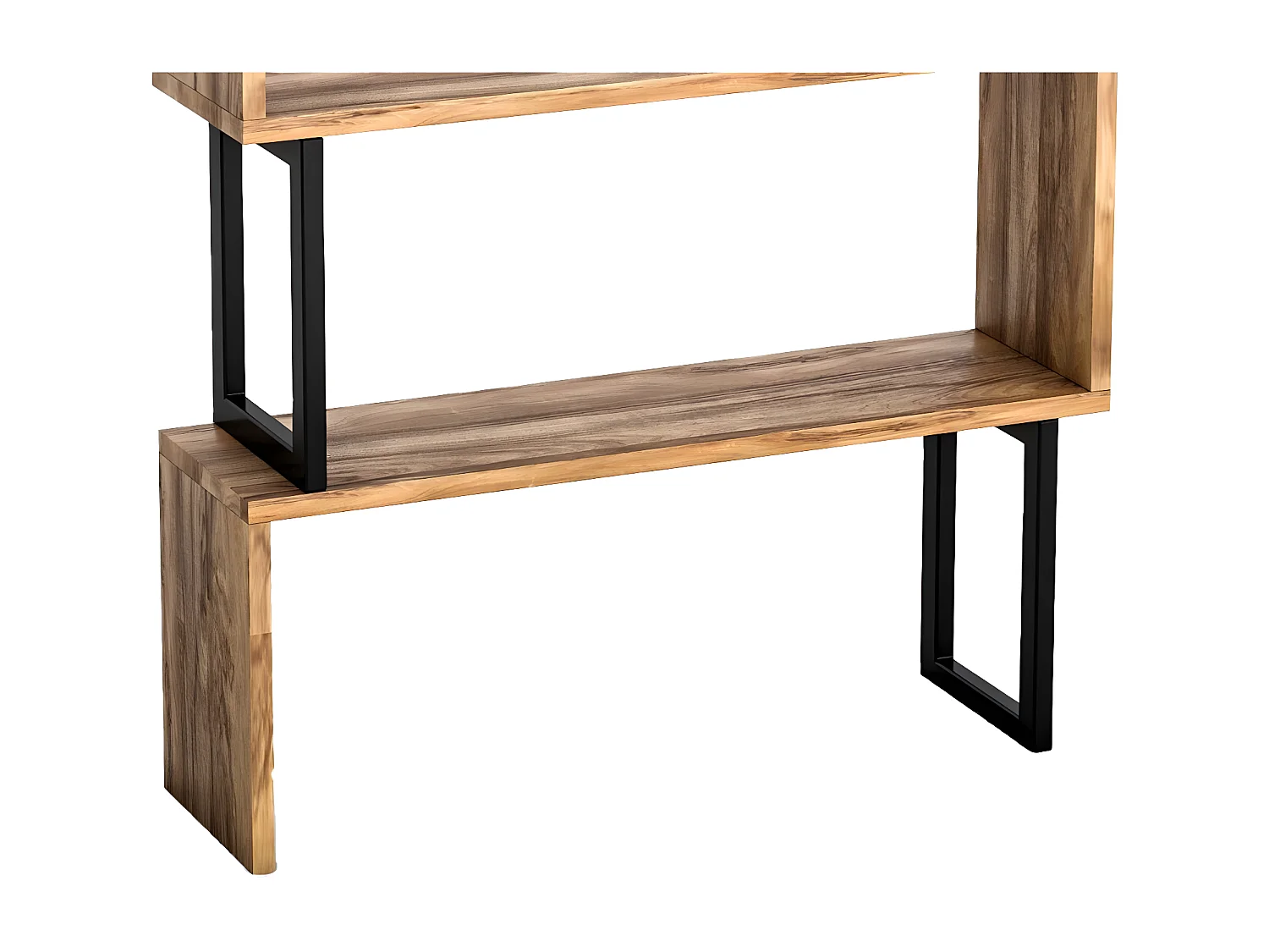 Bibliothèque avec 3 étagères en métal - Naturel clair et Noir - ROVENI