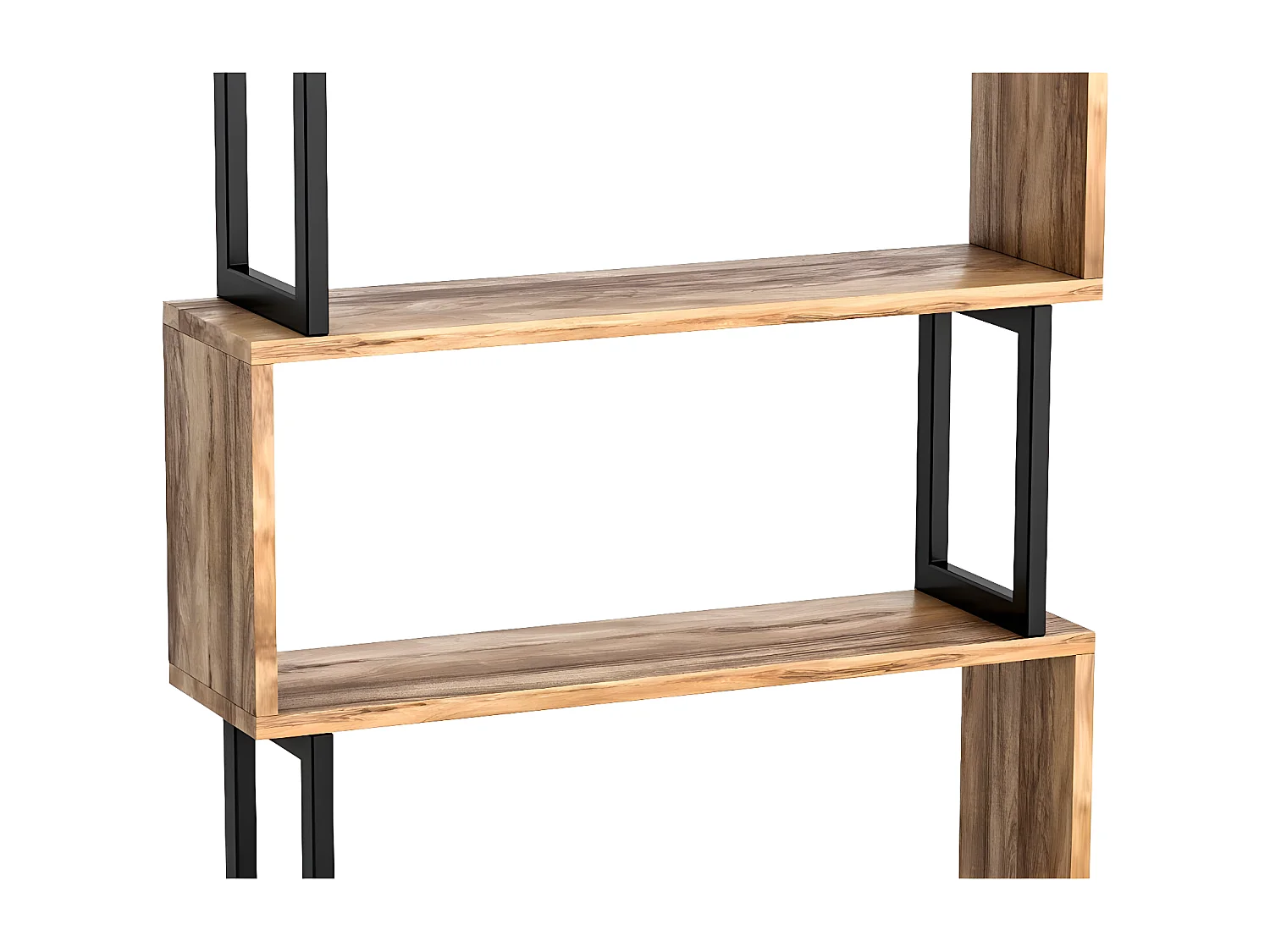 Bibliothèque avec 3 étagères en métal - Naturel clair et Noir - ROVENI