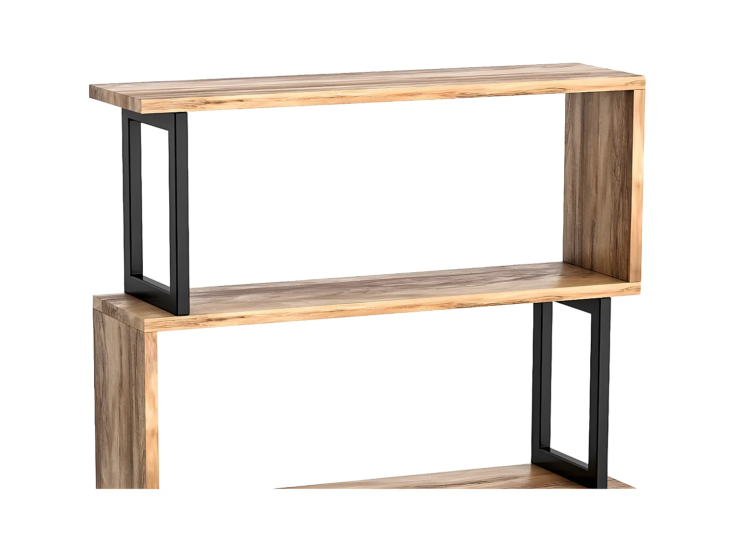 Biblioteca con 3 estantes de metal - Natural claro y Negro - ROVENI