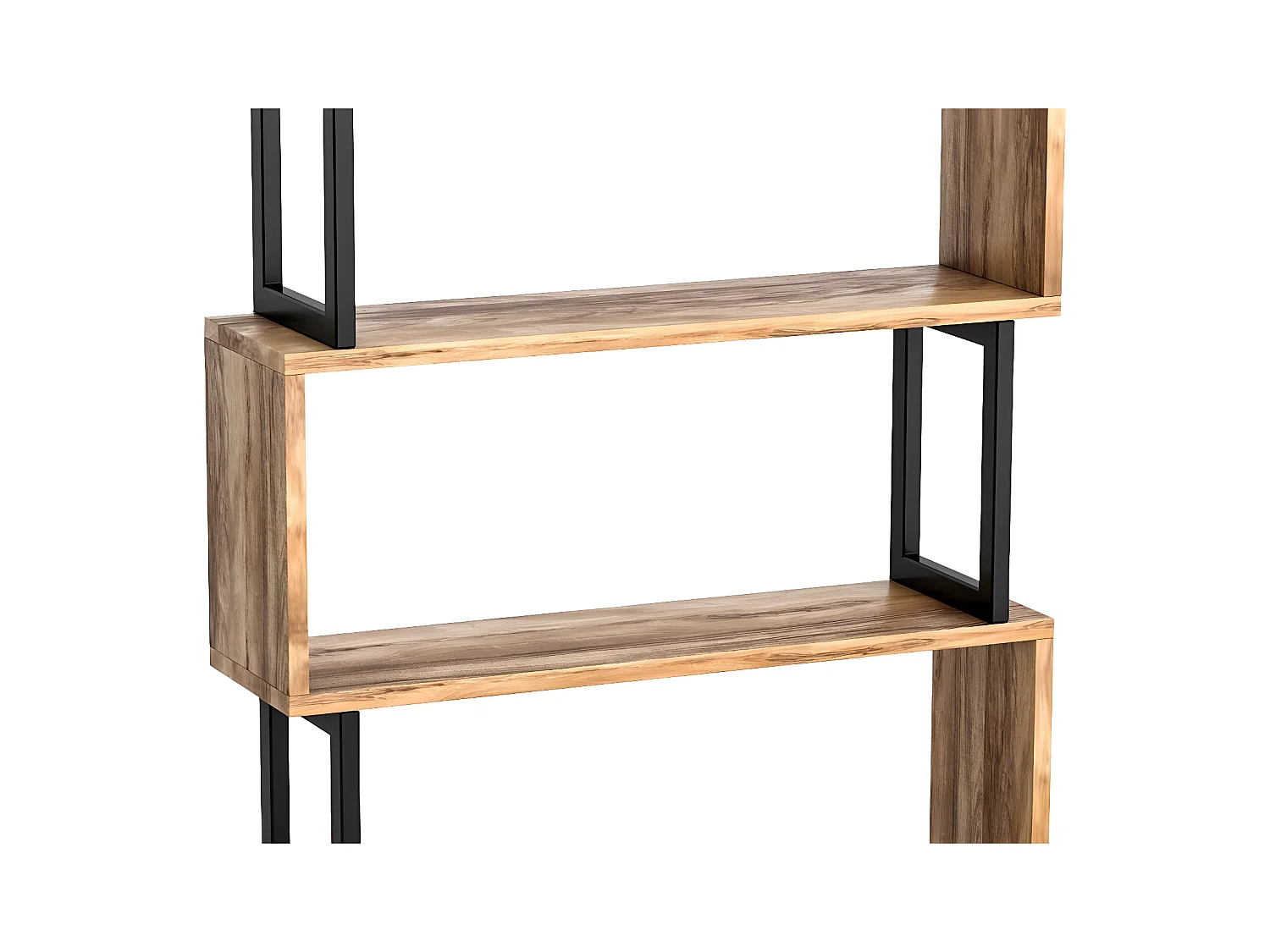 Biblioteca con 3 estantes de metal - Natural claro y Negro - ROVENI