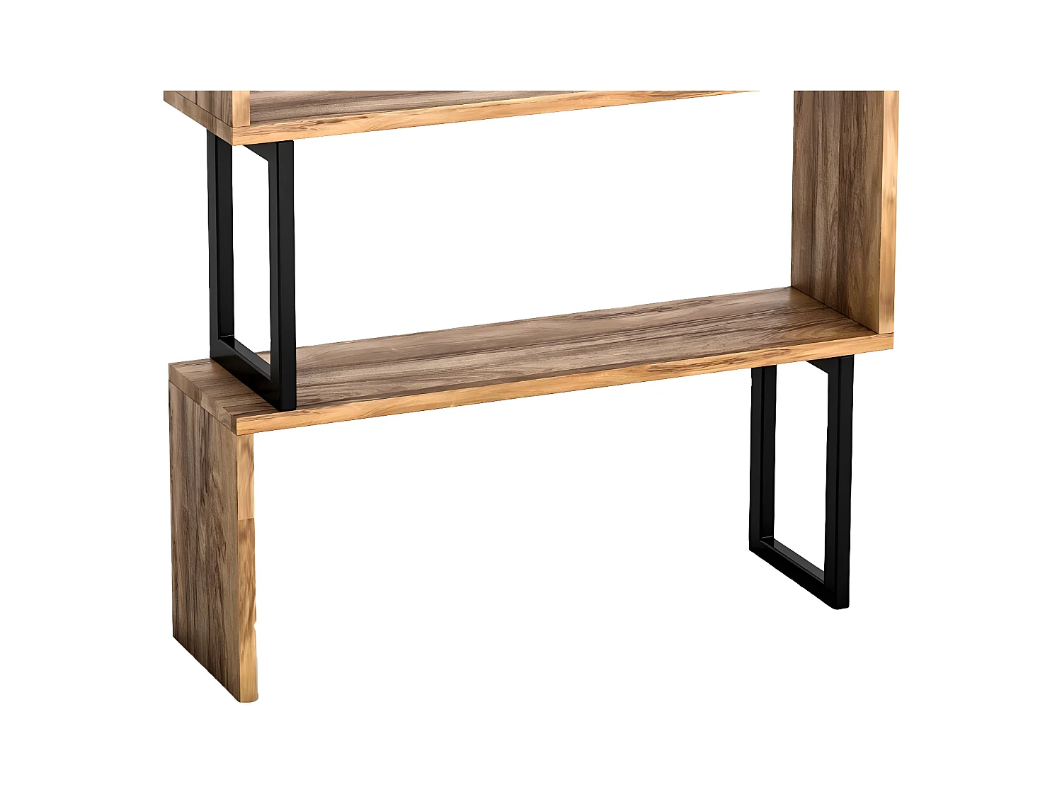 Biblioteca con 3 estantes de metal - Natural claro y Negro - ROVENI