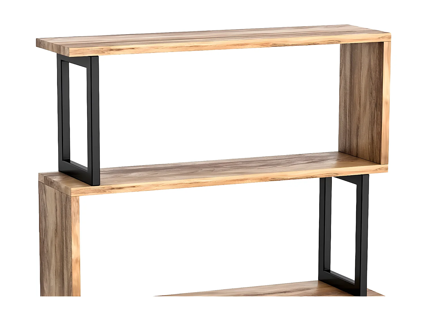 Bokhylla med 3 metallhyllor - Ljus natur och Svart - ROVENI