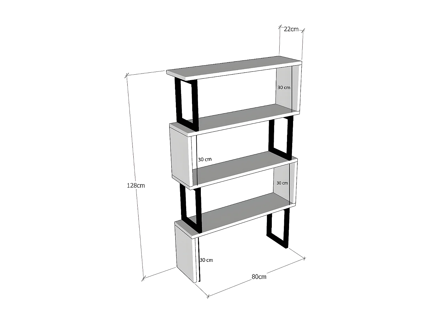 Bokhylla med 3 metallhyllor - Ljus natur och Svart - ROVENI