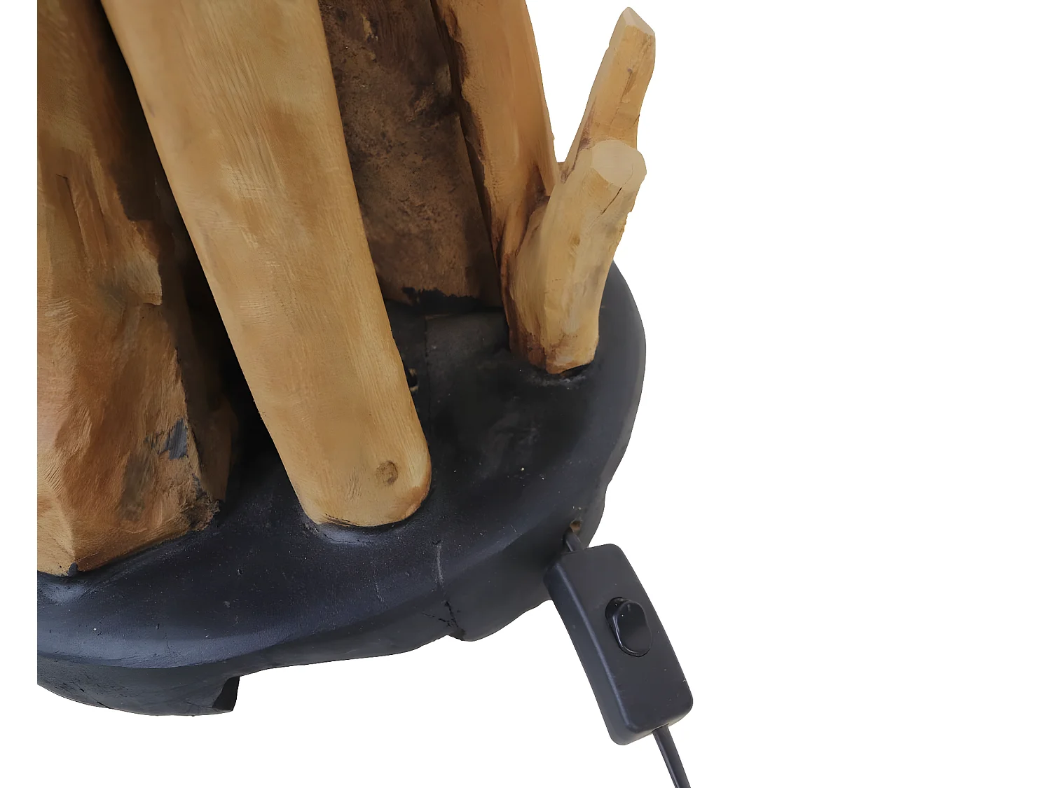 Lampe de table sans abat-jour - 25x25x50 - Naturel-noir - Teck