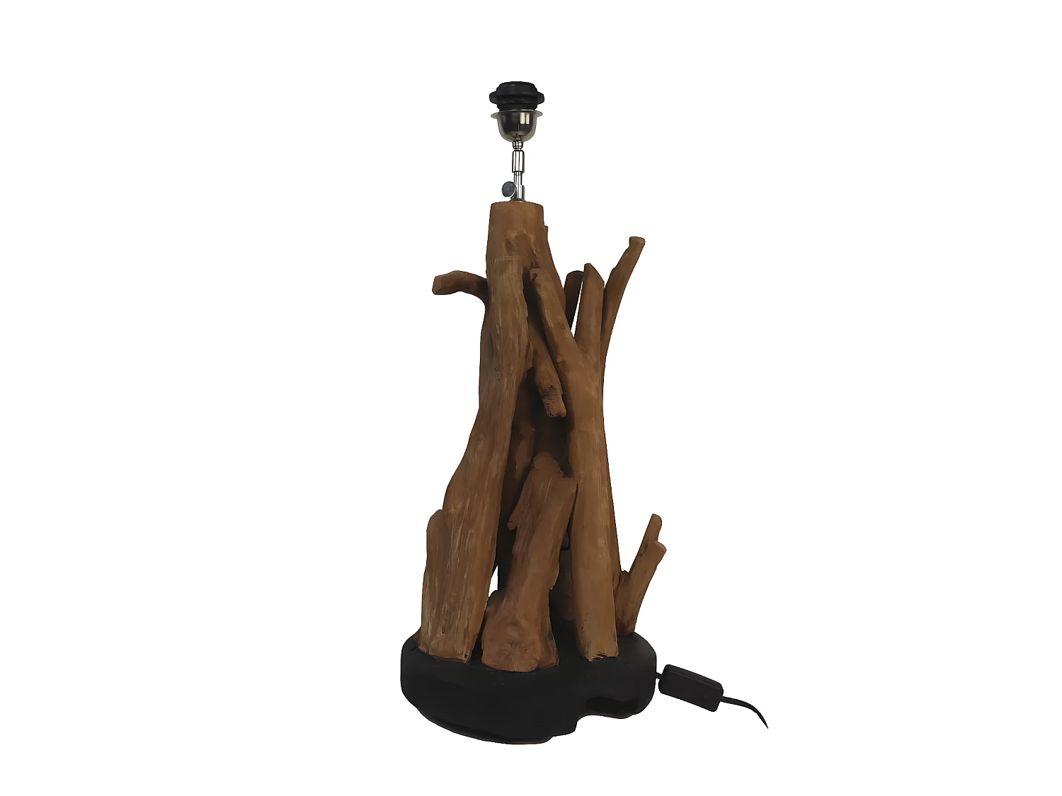 Lampe de table sans abat-jour - 25x25x50 - Naturel-noir - Teck