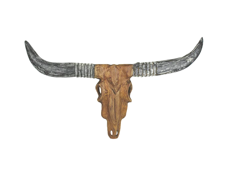 Décoration murale Buffalo Head - Teck naturel 70-80*6-8*50-60