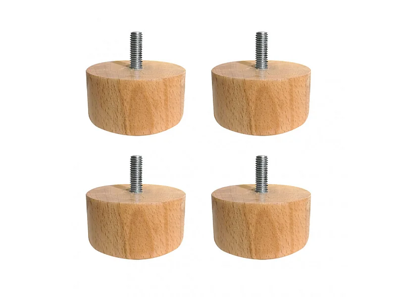 Lot de 4 pieds de meuble 3x6 rond en bois de hêtre - PIEDS DE LIT