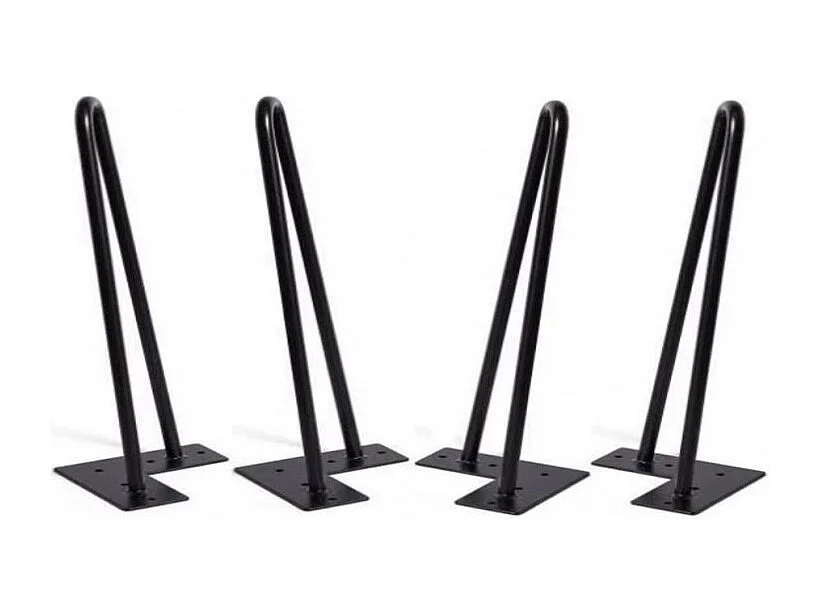 Lot de 4 pieds de meuble H.25 cm x L.12 cm filaire en métal noir mat