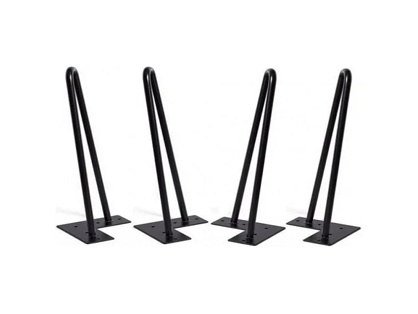 Lot de 4 pieds de meuble H.25 cm x L.12 cm filaire en métal noir mat
