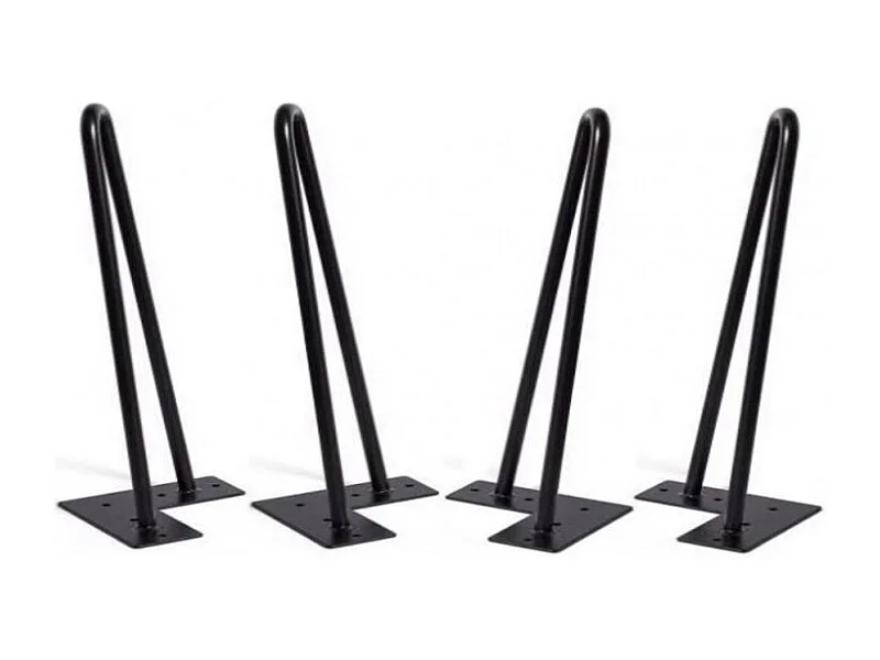 Lot de 4 pieds de meuble H.25 cm x L.12 cm filaire en métal noir mat