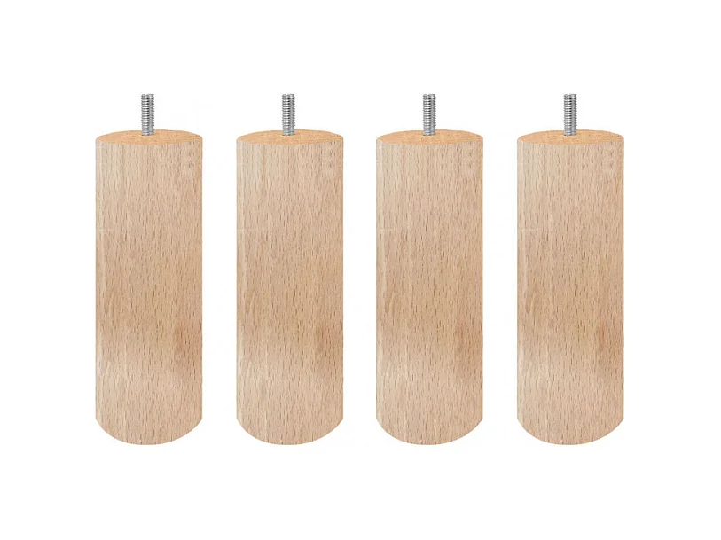 Lot de 4 pieds de meuble 15x6 rond en bois de hêtre - PIEDS DE LIT