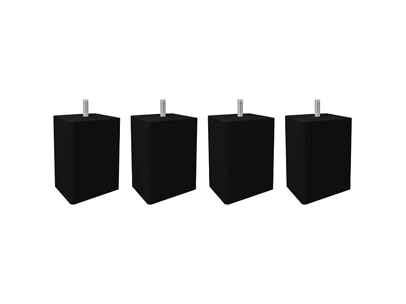 Lot de 4 pieds de meuble noir 15x7 carré bois de hêtre - PIEDS DE LIT