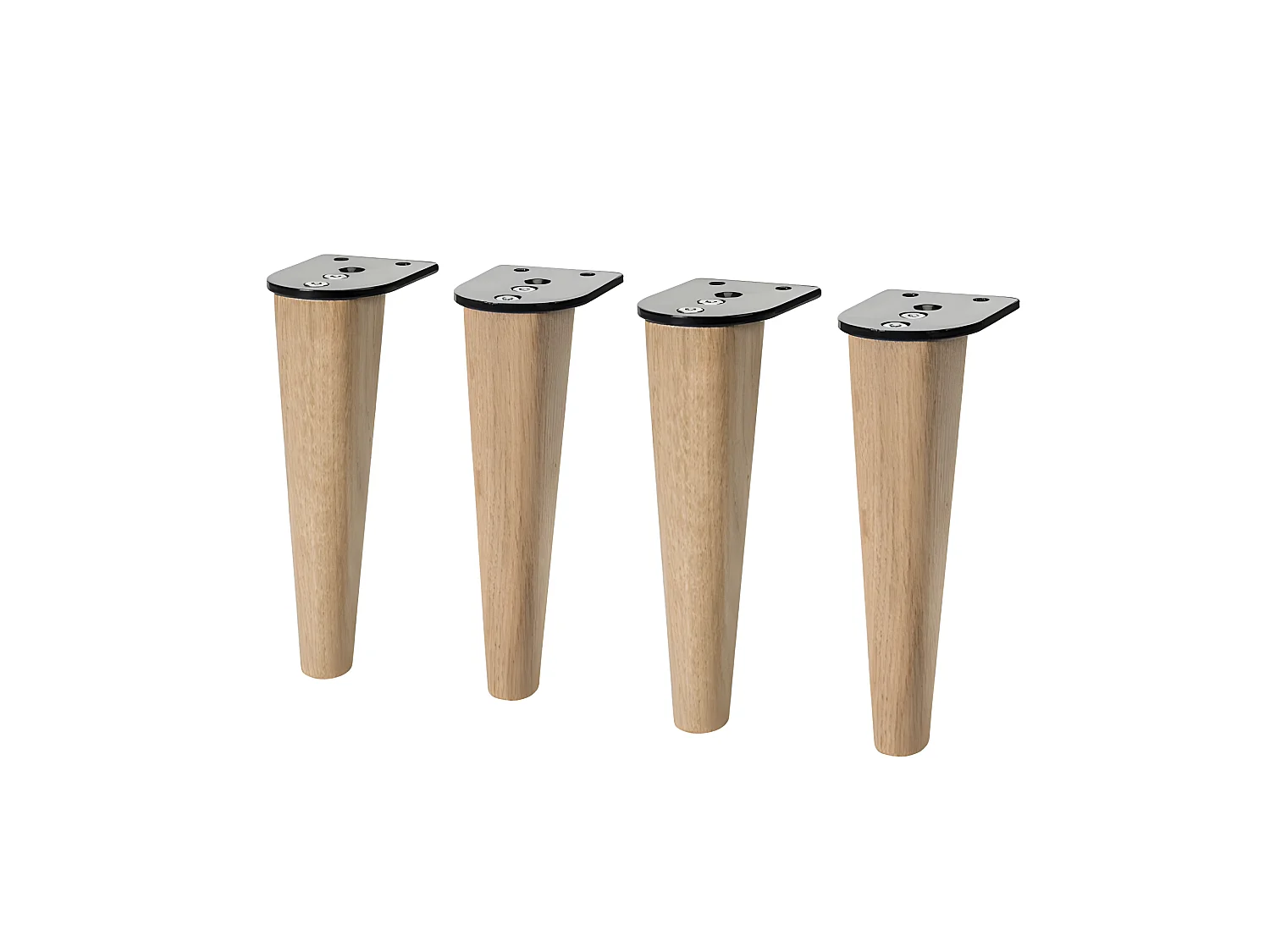 Lot de 4 pieds de meuble 17 cm x 4 cm conique courbé en bois de hêtre