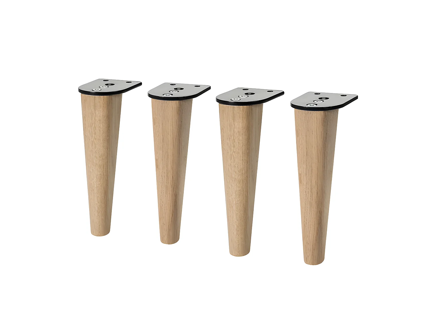 Lot de 4 pieds de meuble 17 cm x 4 cm conique courbé en bois de hêtre