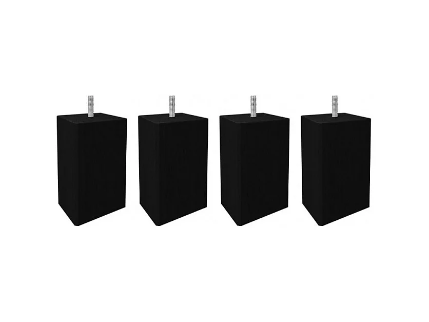 Lot de 4 pieds de meuble noir 15x6 carré bois de hêtre - PIEDS DE LIT