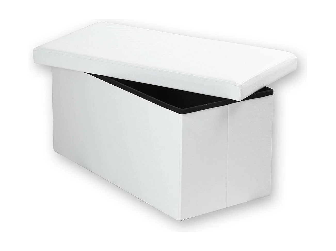 Banc de rangement pliable aspect cuir - 76 x 37,5 x 37,5 cm