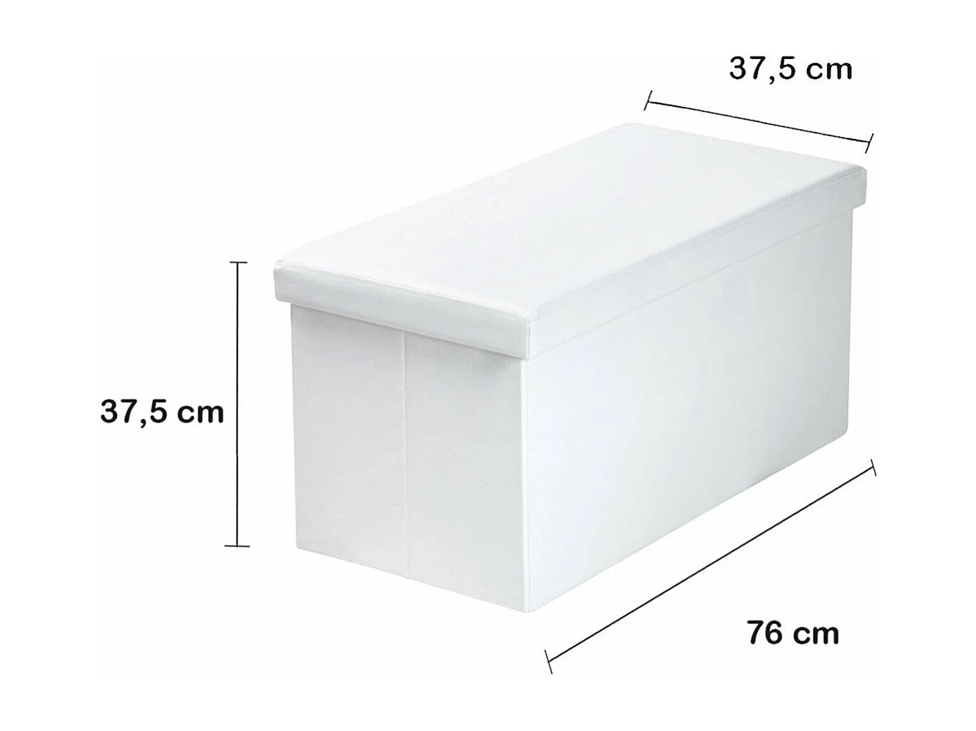 Banc de rangement pliable aspect cuir - 76 x 37,5 x 37,5 cm