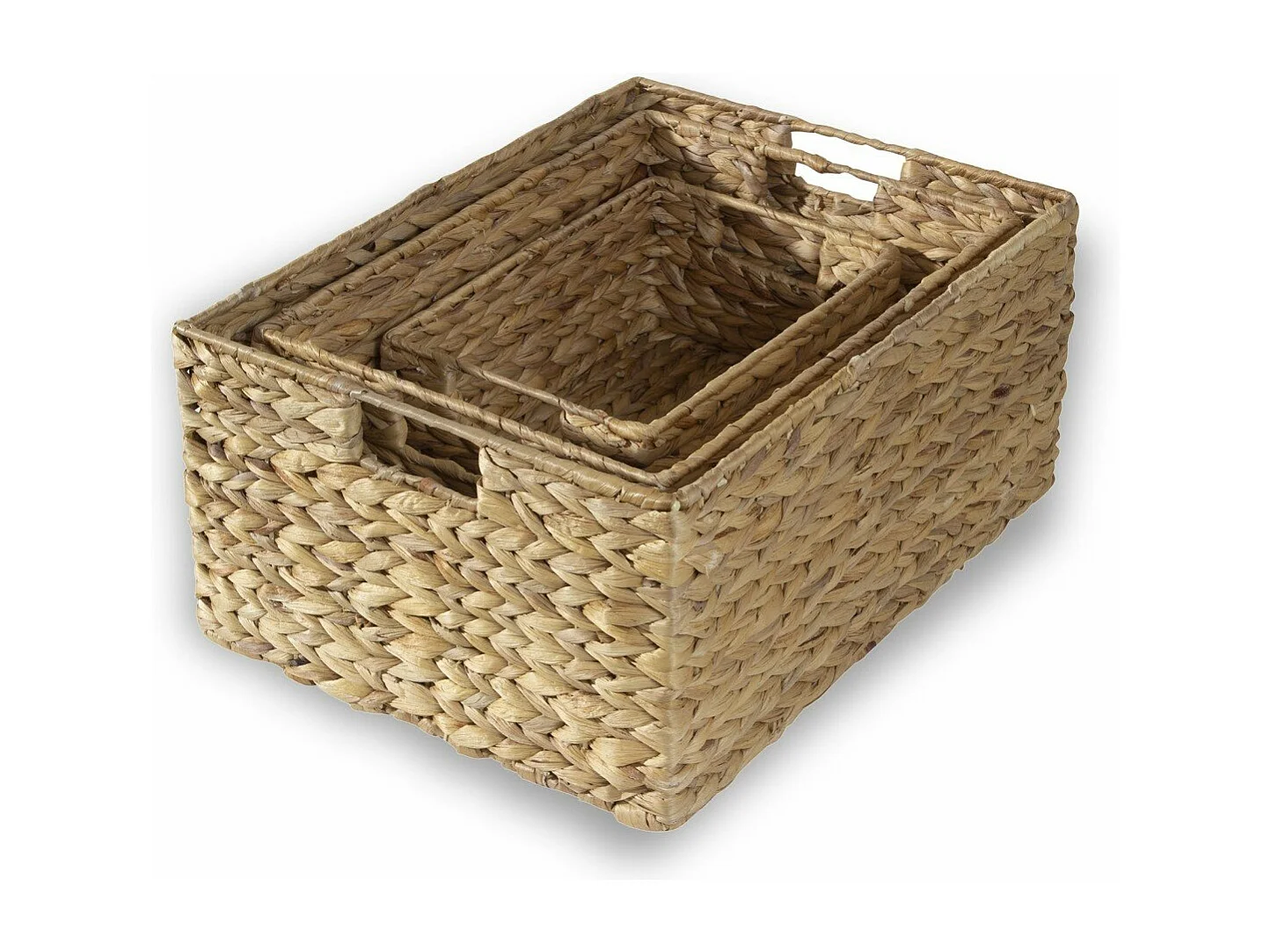 Paniers en jacinthe d'eau avec armature métal - Lot de 3