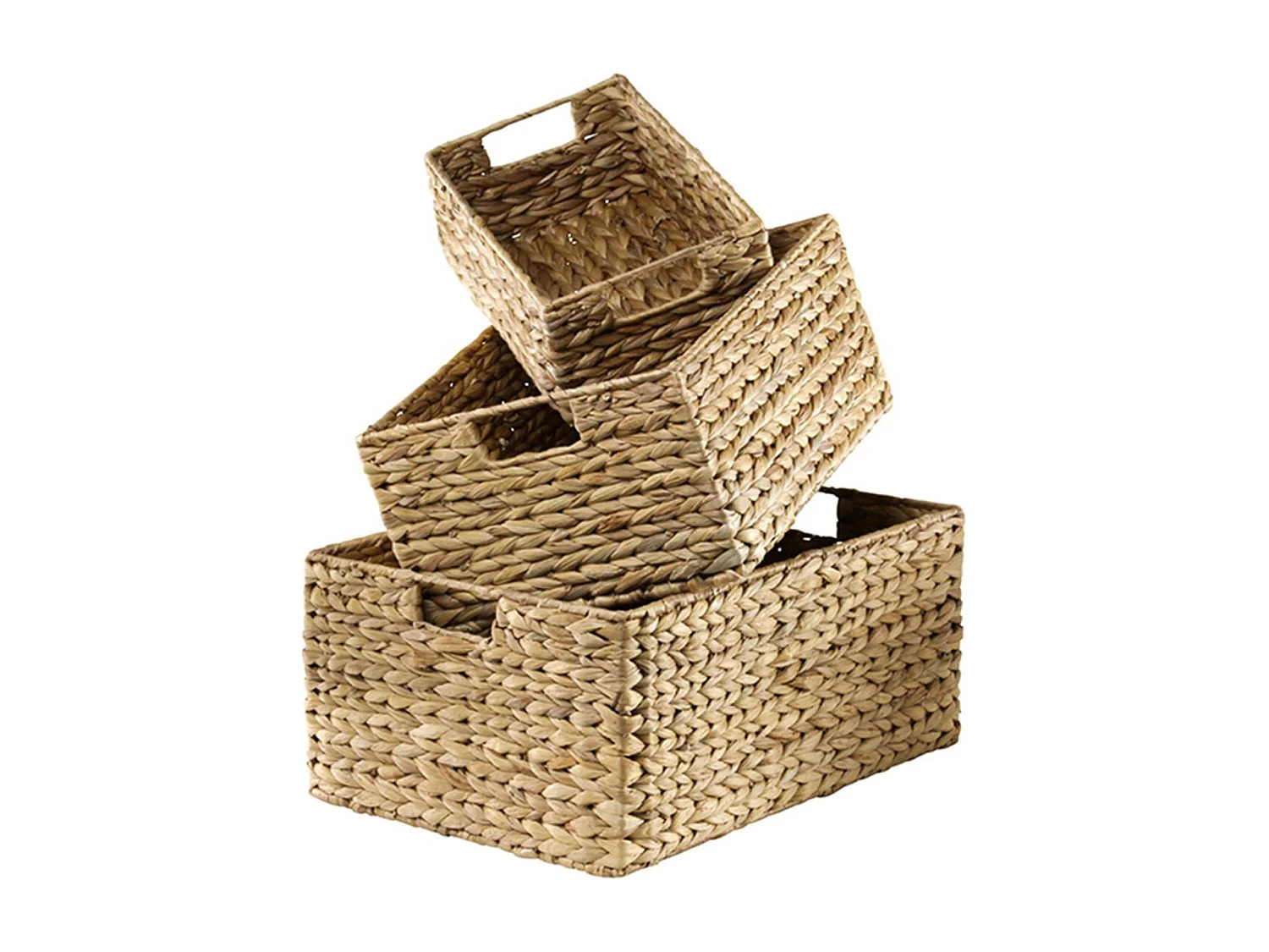 Paniers en jacinthe d'eau avec armature métal - Lot de 3