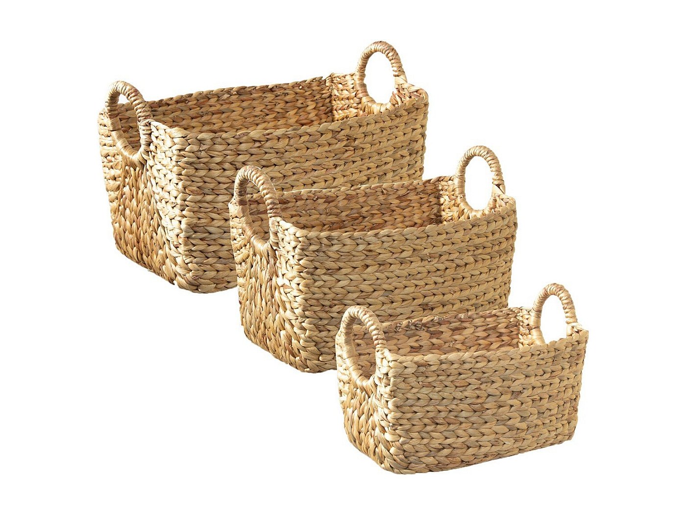 Meuble De Rangement 6 Paniers En Jacinthe D'eau – 47x37x100 Cm, Naturel, Style Bohème