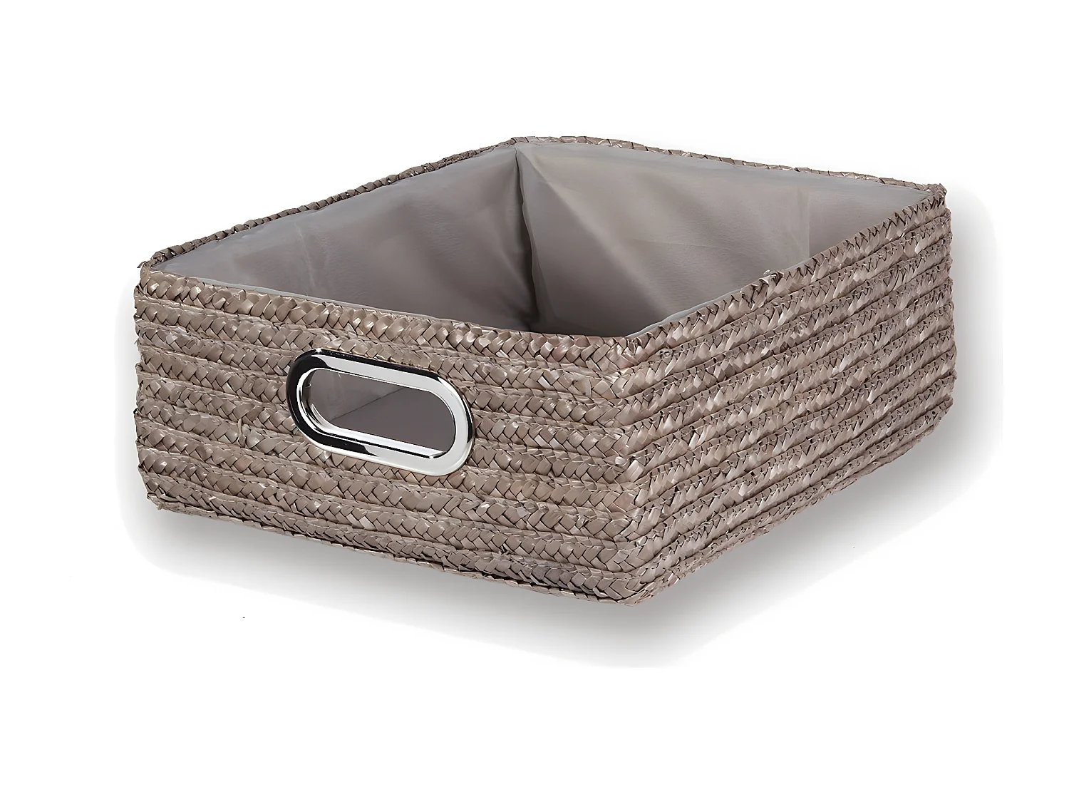 Tiroir en paille tressé taupe - 33x28x13cm