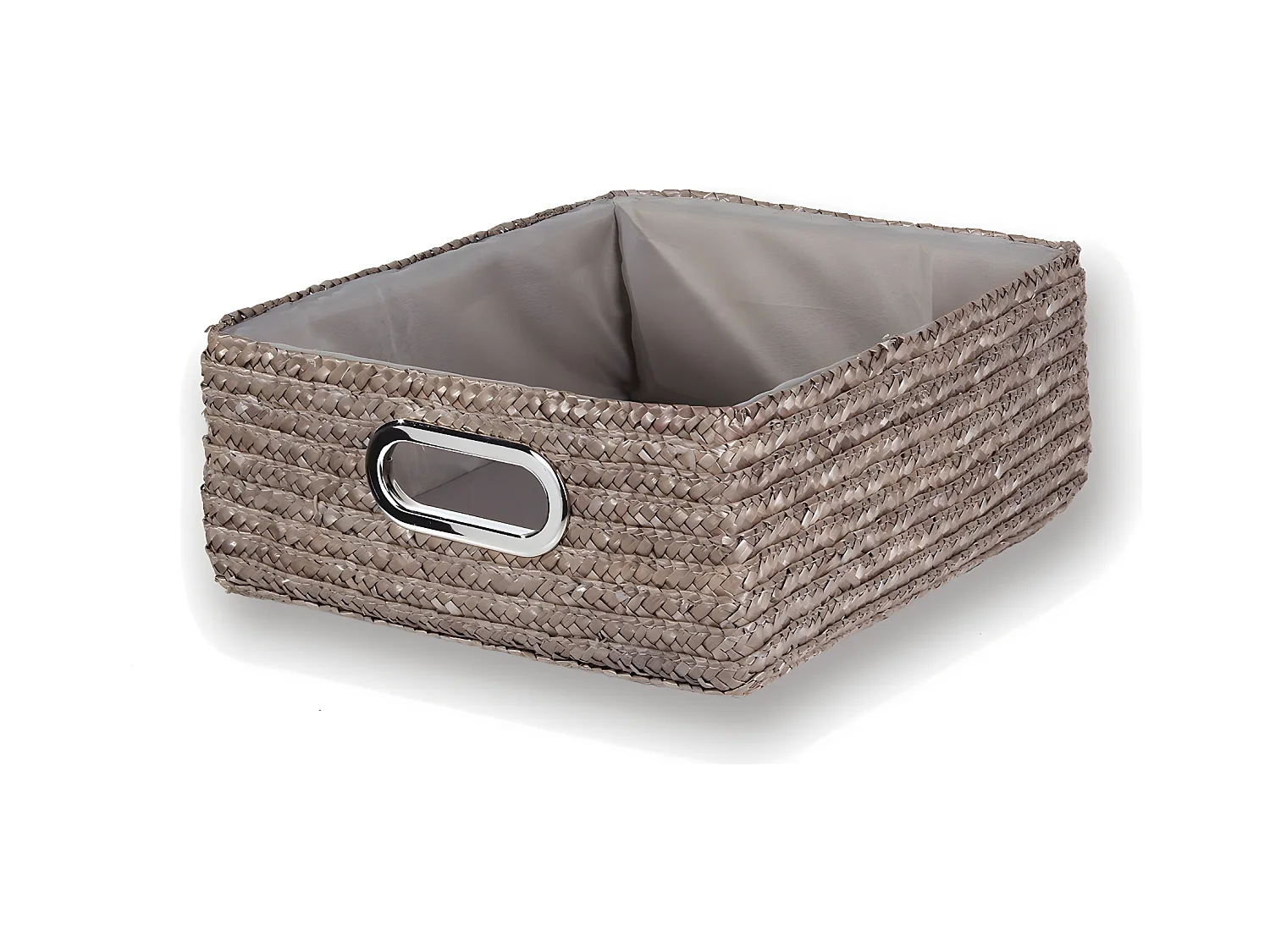 Tiroir en paille tressé taupe - 33x28x13cm