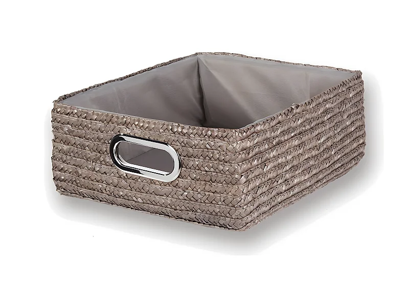 Tiroir en paille tressé taupe - 33x28x13cm
