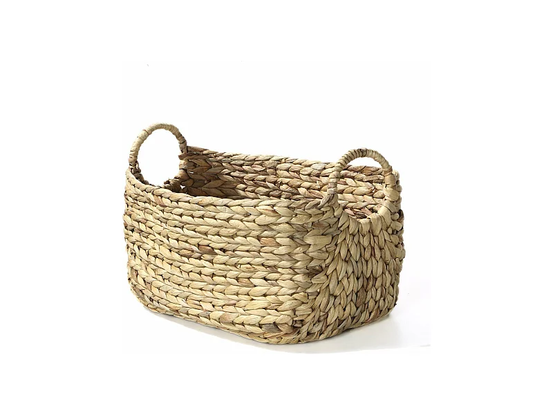 Korb aus Wasserhyazinthe mit Griffen - B46 x L27 x H27 cm