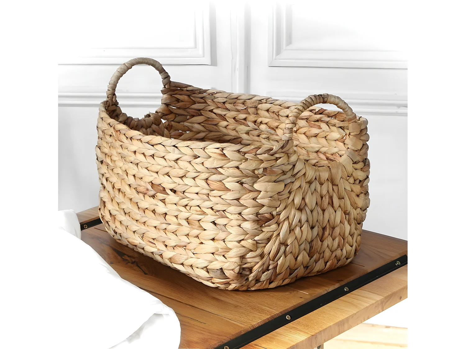 Waterhyacint mand met handvaten - Hoogte 27 cm