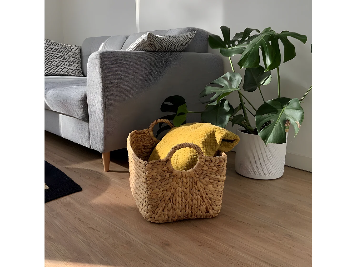 Waterhyacint mand met handvaten - Hoogte 27 cm