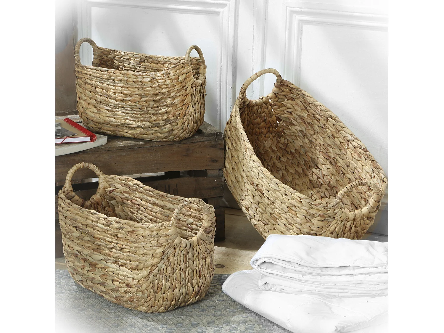 Waterhyacint mand met handvaten - Hoogte 27 cm