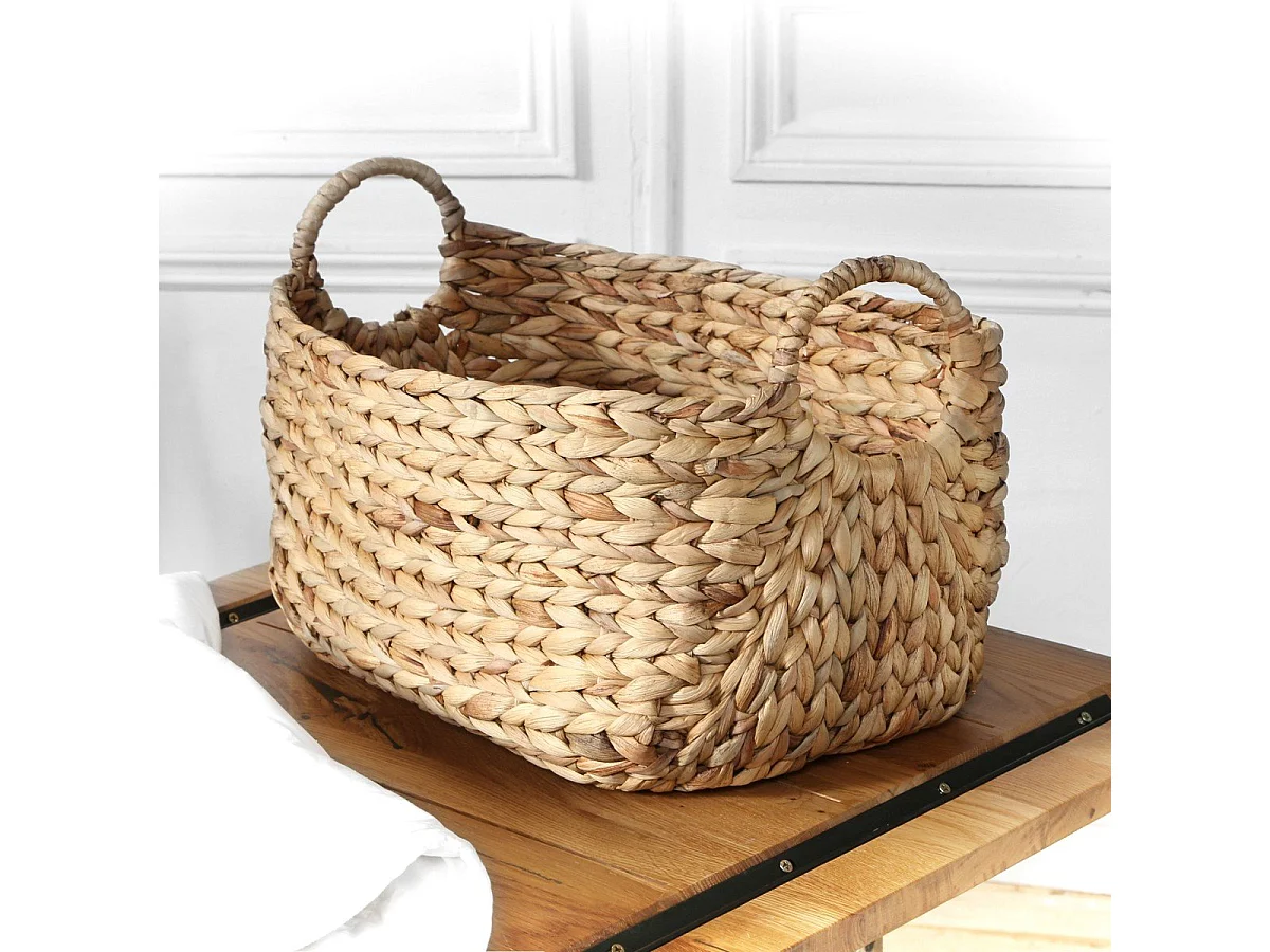 Panier en Jacinthe d'eau avec poignées - L46xP27xH27