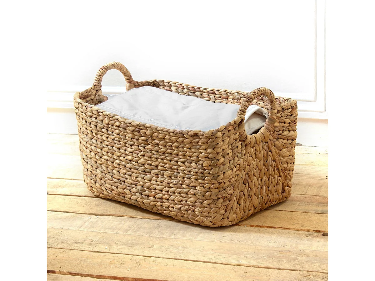 Panier en Jacinthe d'eau avec poignées - L46xP27xH27