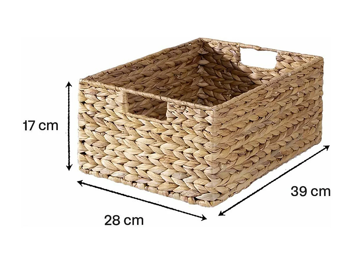 Panier en jacinthe d'eau armature métal - hauteur 17 cm