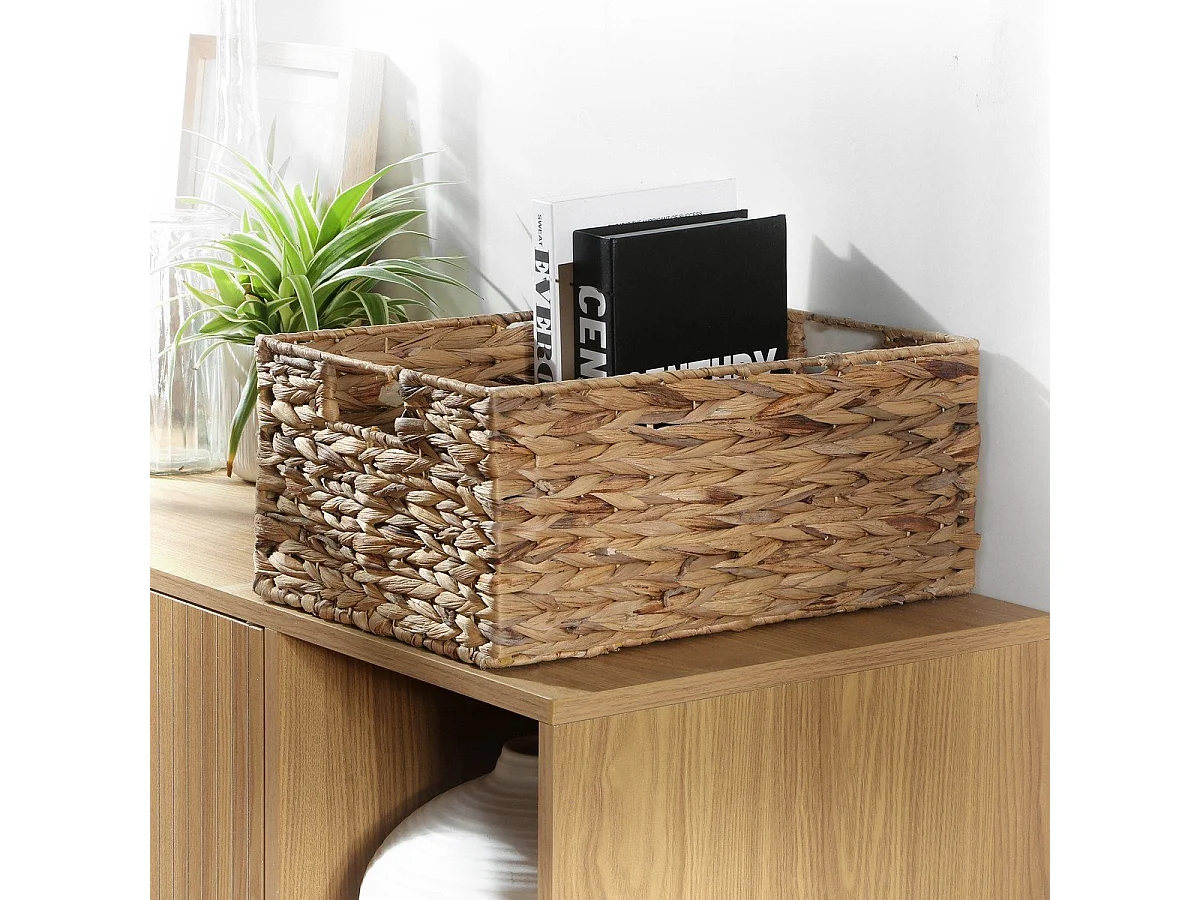 Panier en jacinthe d'eau armature métal - hauteur 17 cm