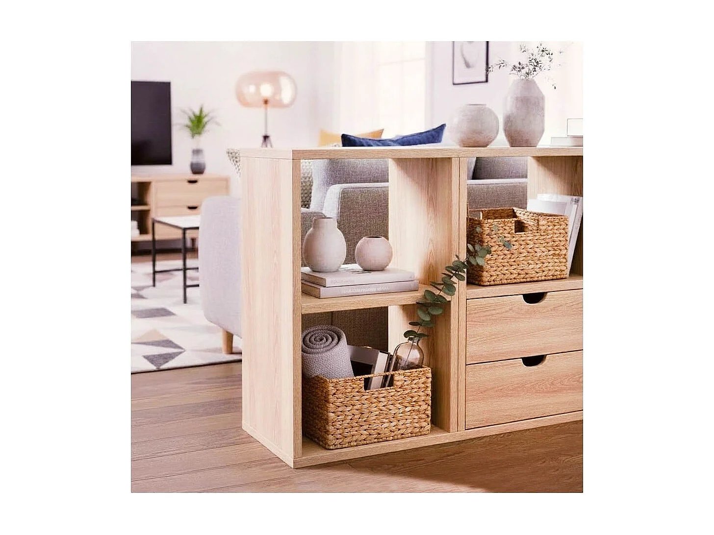 Panier en jacinthe d'eau armature métal - hauteur 17 cm