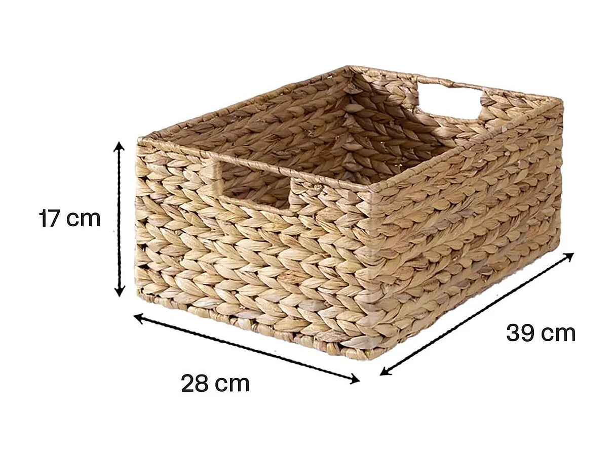 Panier en jacinthe d'eau armature métal - hauteur 17 cm