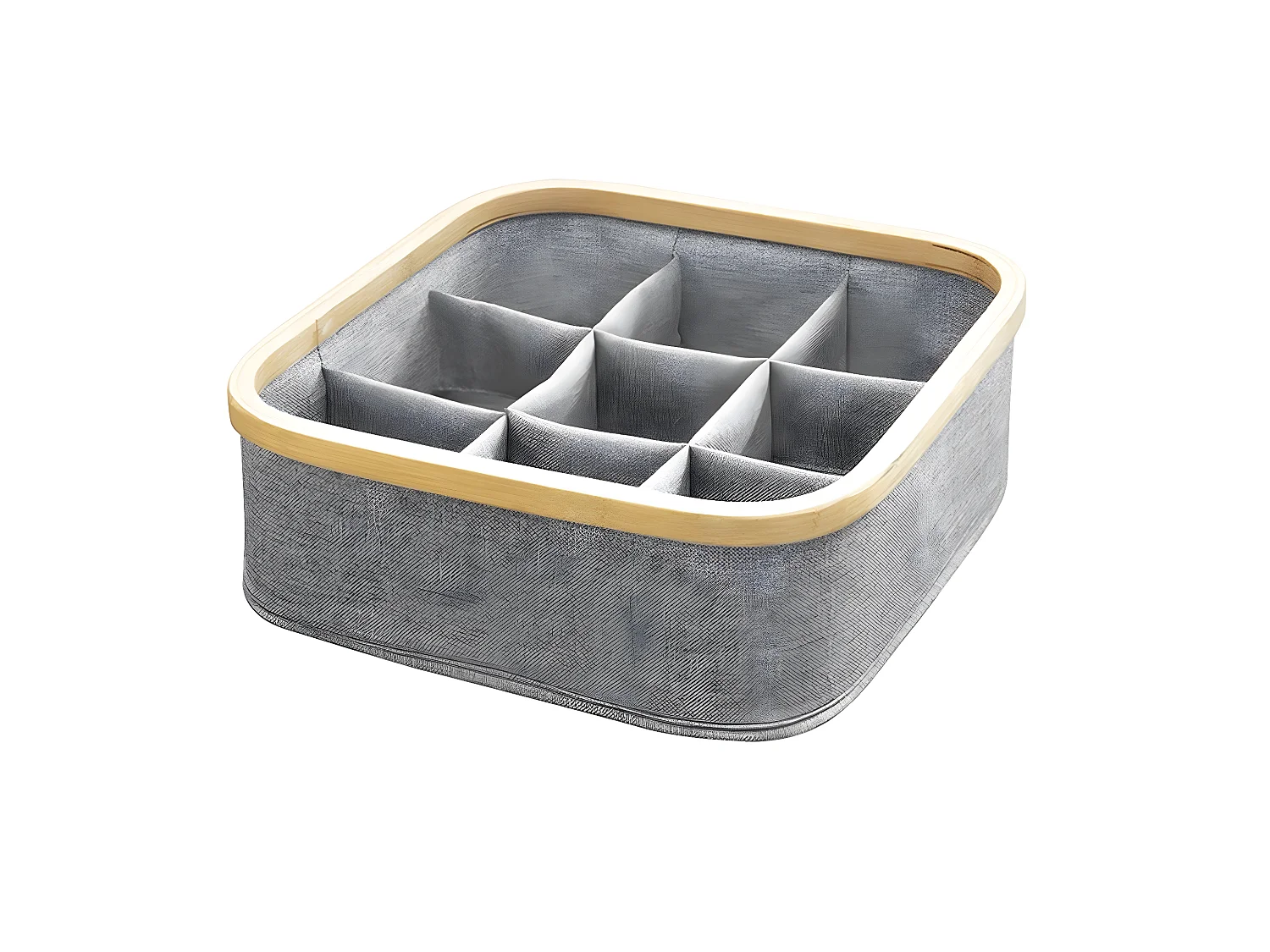 Cesto portapenne in bambù con 9 scomparti, colore grigio
