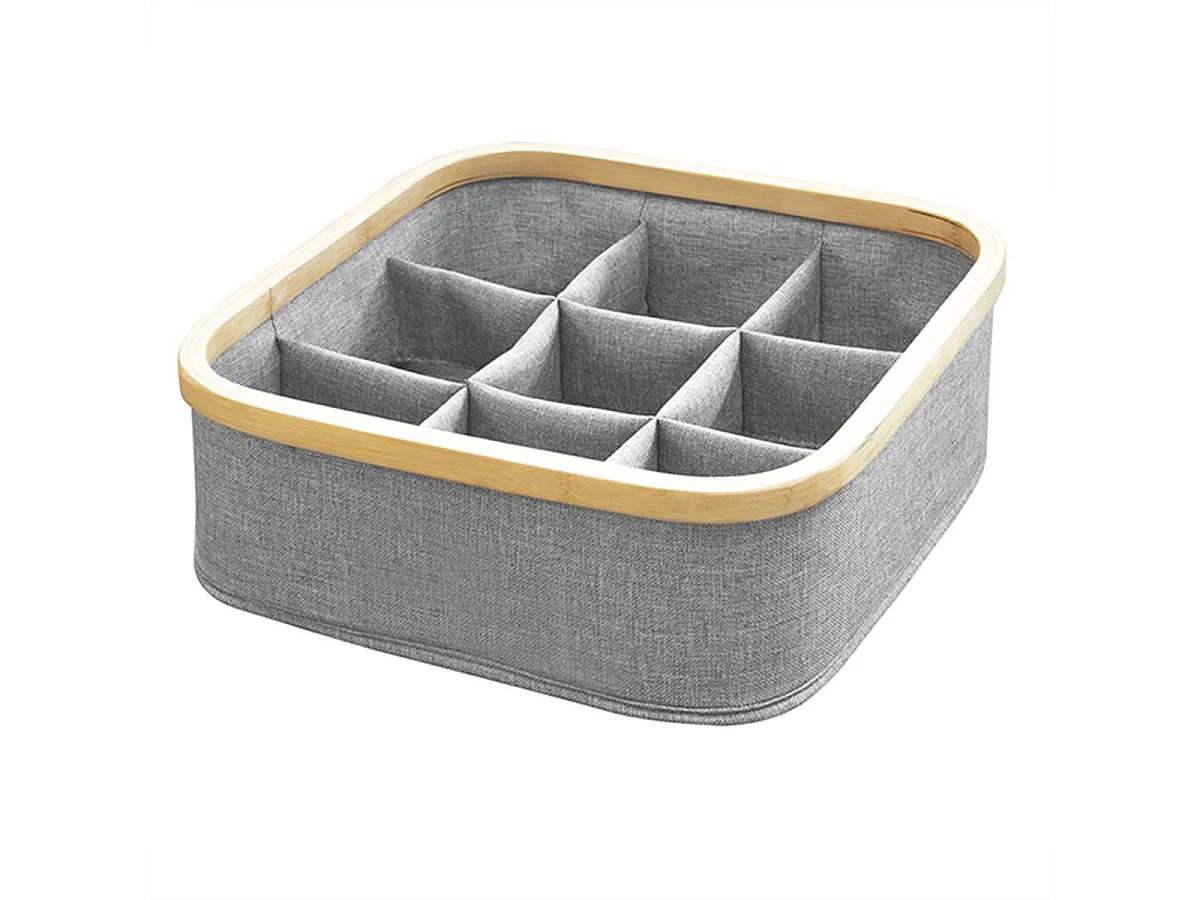 Cesta marco bambú 9 compartimentos color gris