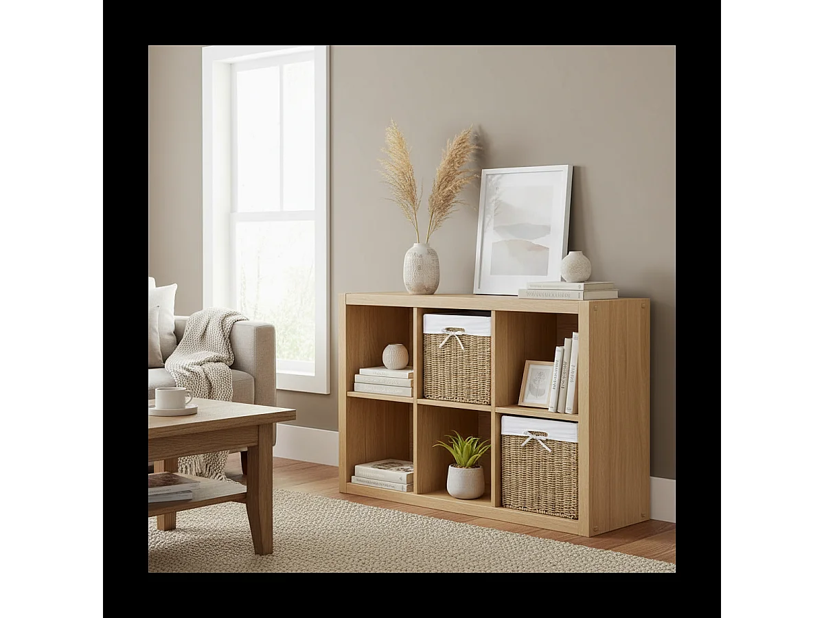 Cube de rangement pliable en jonc de mer 32 x 32 x 32 cm