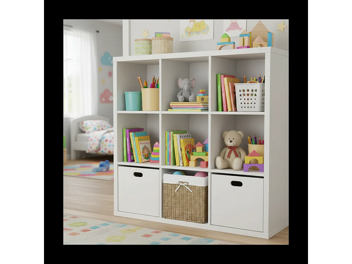 Cube de rangement pliable en jonc de mer 32 x 32 x 32 cm