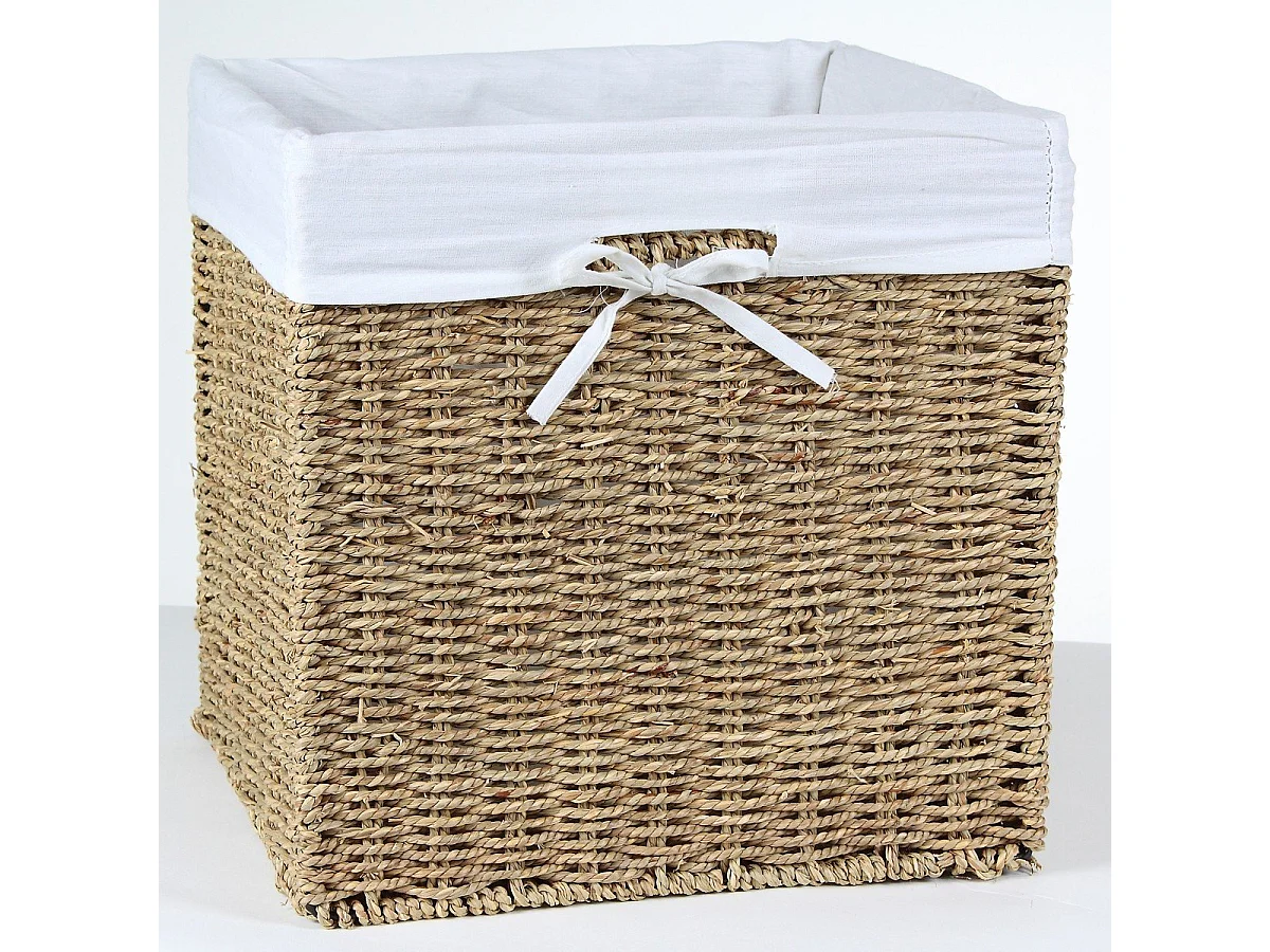 Caja de almacenaje plegable de junco marino - 32 x 32 x 32 cm