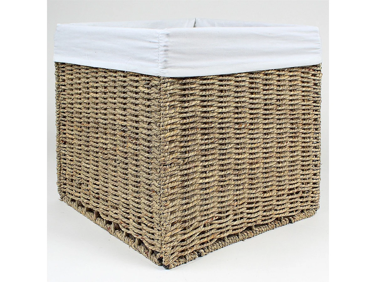 Caja de almacenaje plegable de junco marino - 32 x 32 x 32 cm