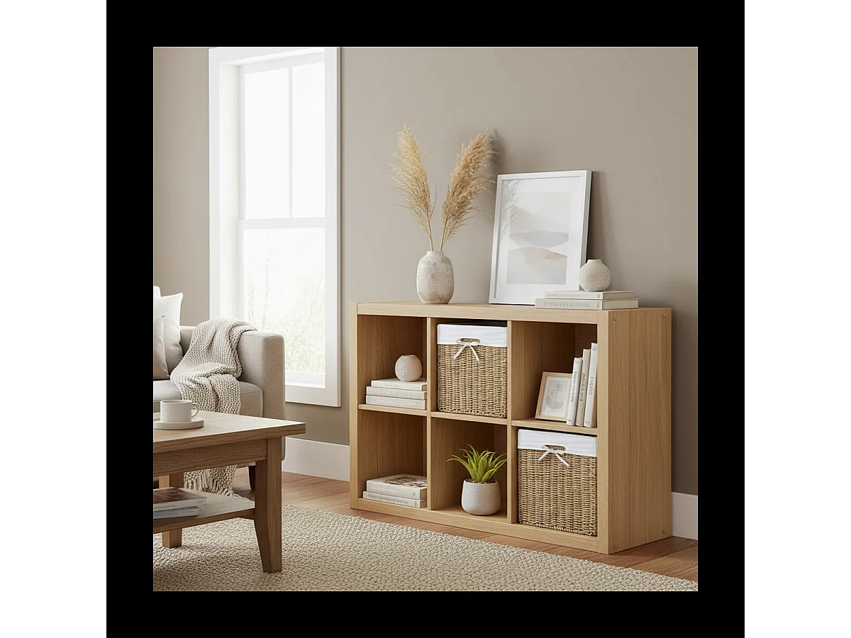 Cube de rangement pliable en jonc de mer 32 x 32 x 32 cm