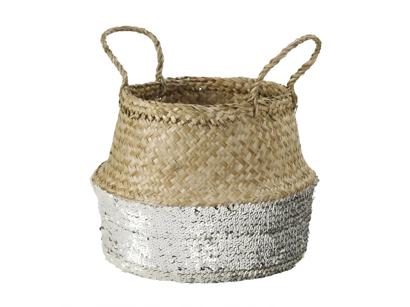 Panier De Rangement Tressé En Jonc De Mer - Lot De 2 - 30x30x30 Cm - Pliable