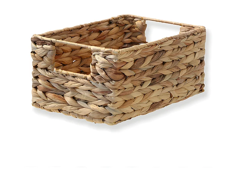 Panier en jacinthe d'eau armature métal - hauteur 13 cm