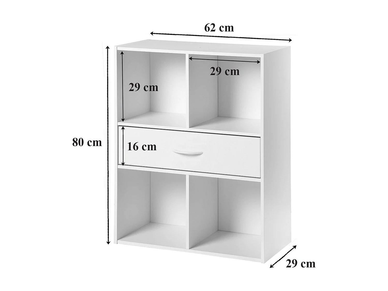 Etagère de rangement 4 casiers avec un tiroir