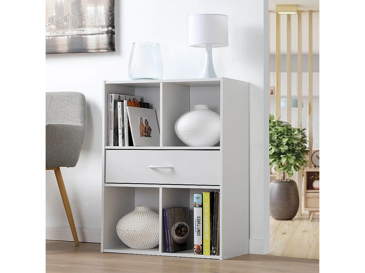 Etagère de rangement 4 casiers avec un tiroir