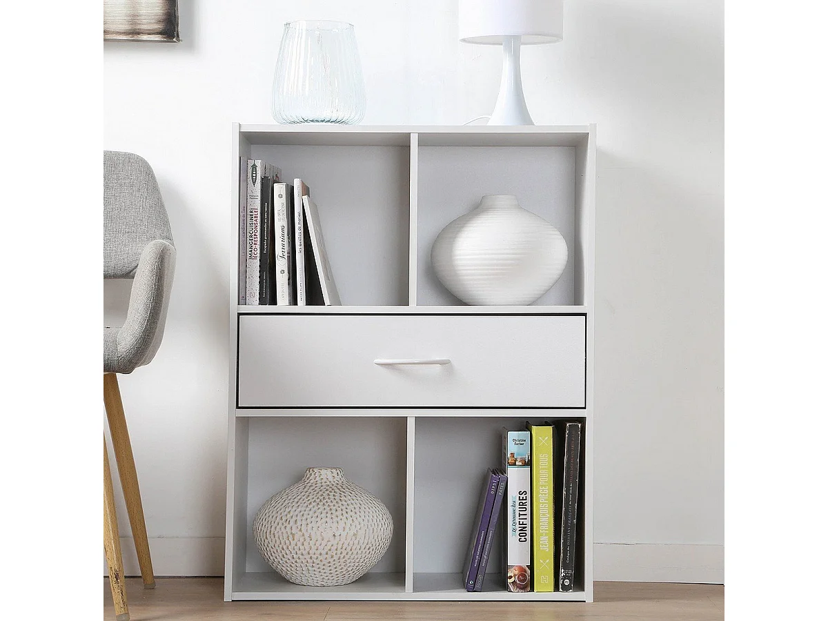 Etagère de rangement 4 casiers avec un tiroir